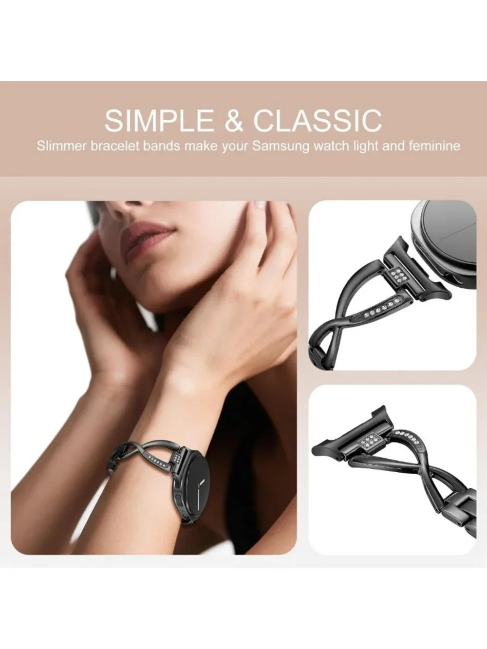 Stylish Bling Bands for Samsung Galaxy Watch 8 & Classic - Stainless Steel